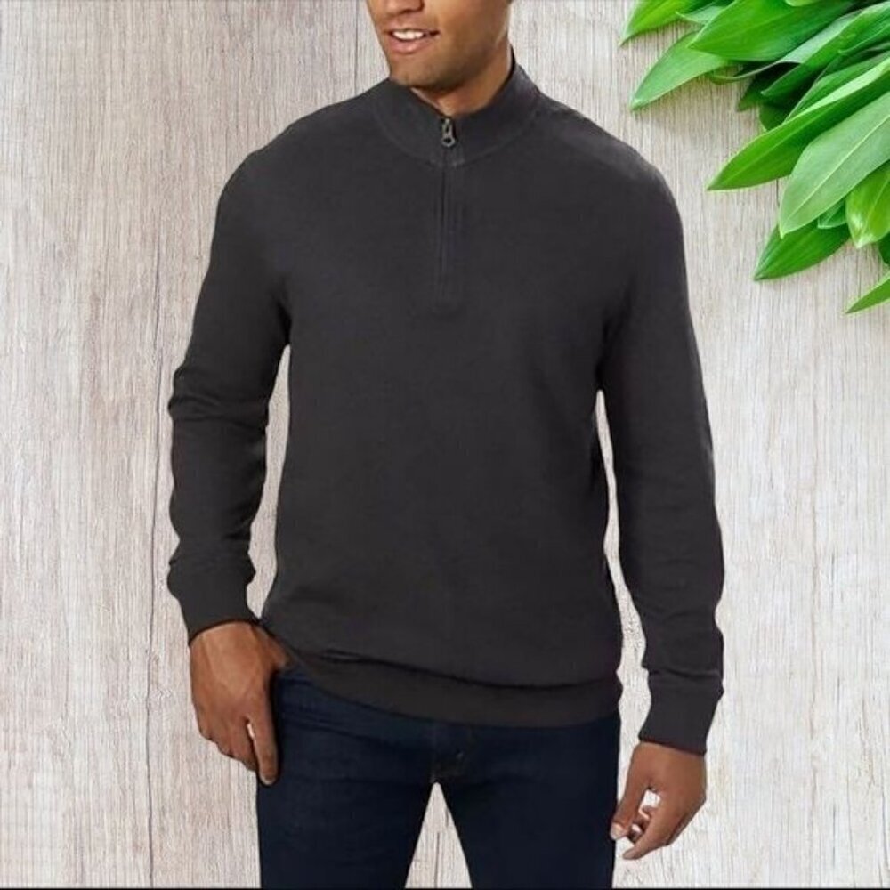 English Laundry Long Sleeve Quarter Zip Sweater Charcoal Medium